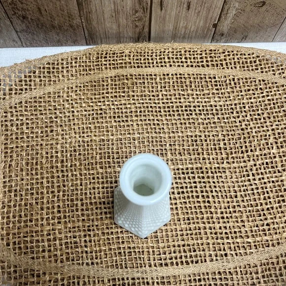 Vintage Milk Glass Bud Vase Hobnail Diamond Pattern White Vase 6" - Picture 2 of 2